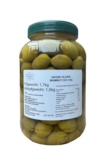 Grüne Oliven Mammut 1Kg Abtropfgewicht
